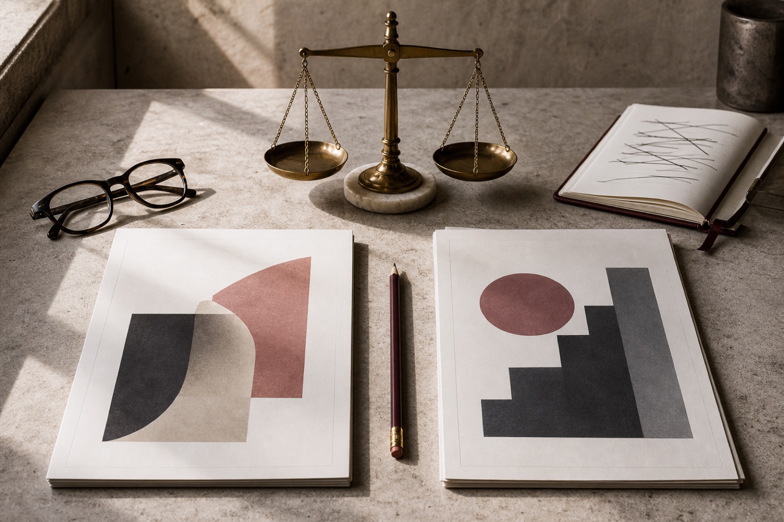 Two proposals and a balance arranged for analytical decision-making